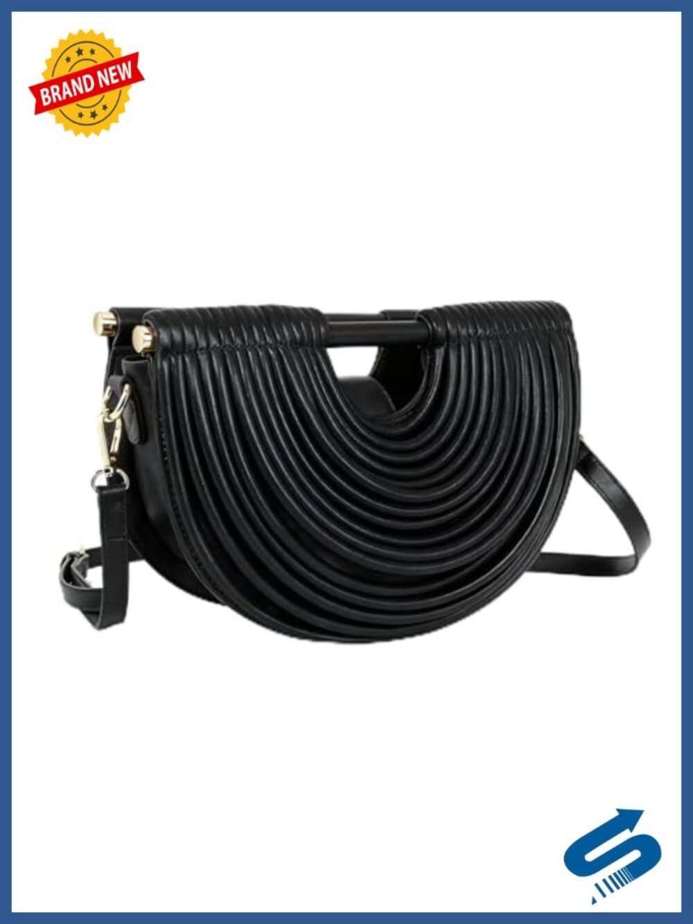 Half-Moon Clutch Purse Faux Leather Evening Handbag Wedding Bag